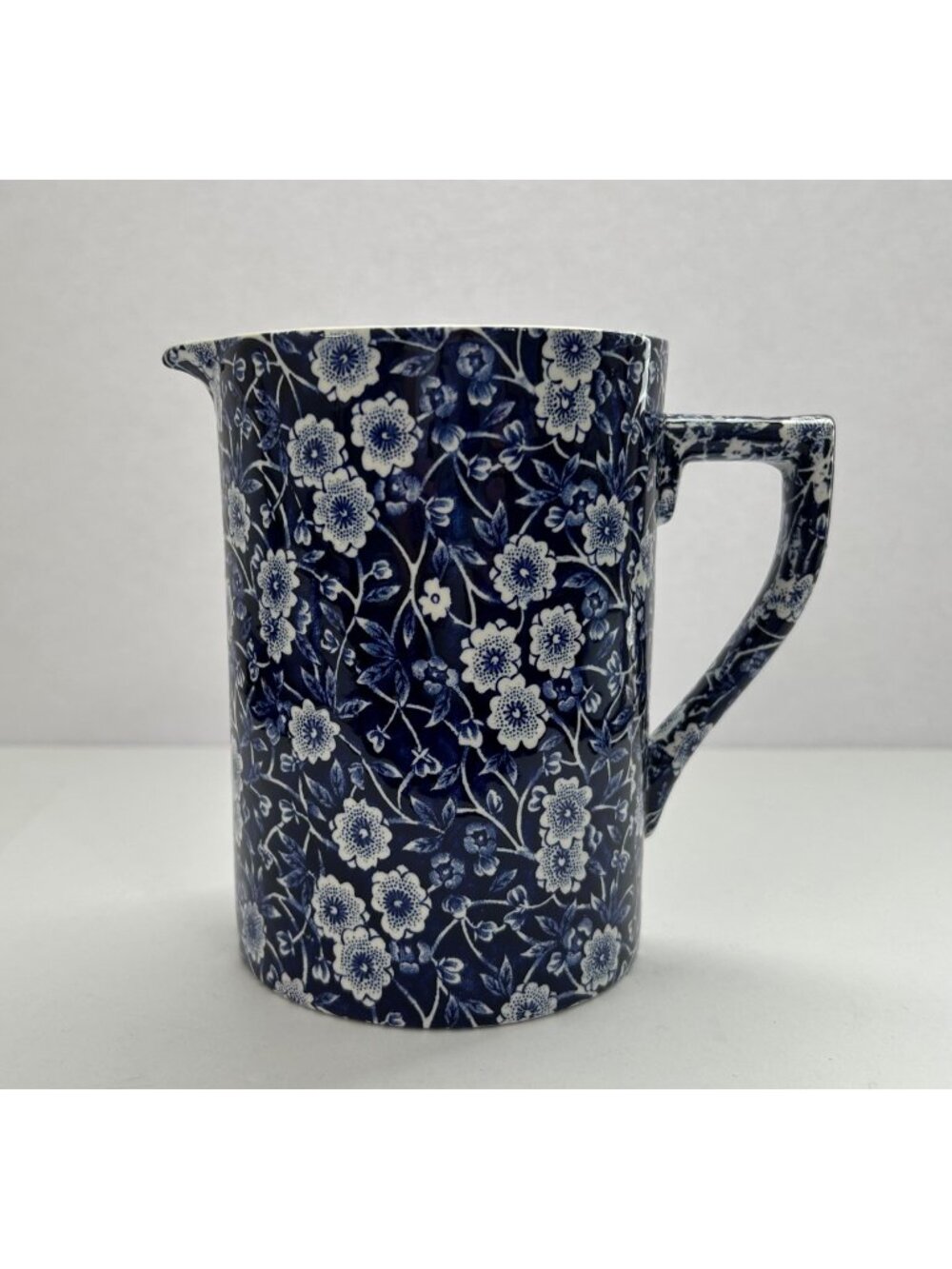 Burleigh Blue Calico Chintz Floral Tankard Creamer Pitcher Cottagecore Farmhouse